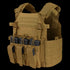 The Condor Vanquish Plate Carrier - Scorpion OCP features adjustable shoulder straps, MOLLE webbing for gear attachment, and front pouches for four rifle magazines—ideal tactical vest for military or first responder use.